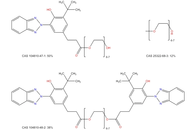 Mix. Α-[3-[3-(2H-benzotriazol-2-yl)-5-(1,1-dimetiletil)-4 hidroksifenil]-1-oksopropil]-ω-hidroksipoli (oxo-1, 2-etanediil)