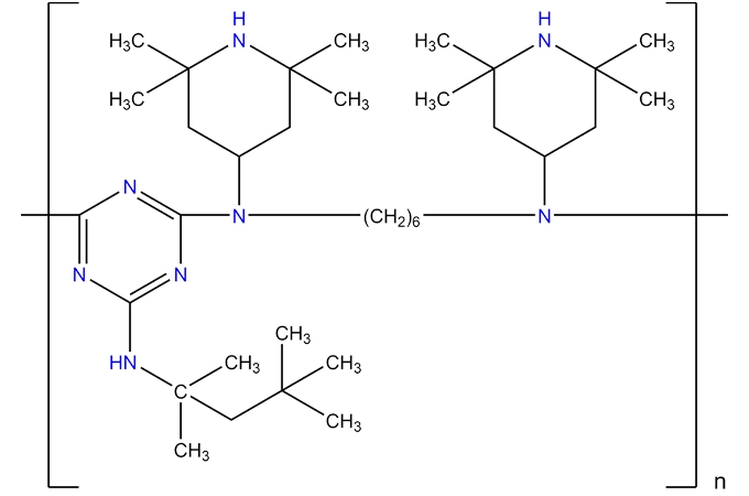 Poli [[6-[(1,1, 3,3-tetrametilbütil) amino]-1,3,5-triazine-2, 4-diil][(2,2, 6,6-tetrametil-piperidinil) imino]-1,6-hhexediil [(2,2, 6,6-tetrametil-4-piperidinil) imino]])