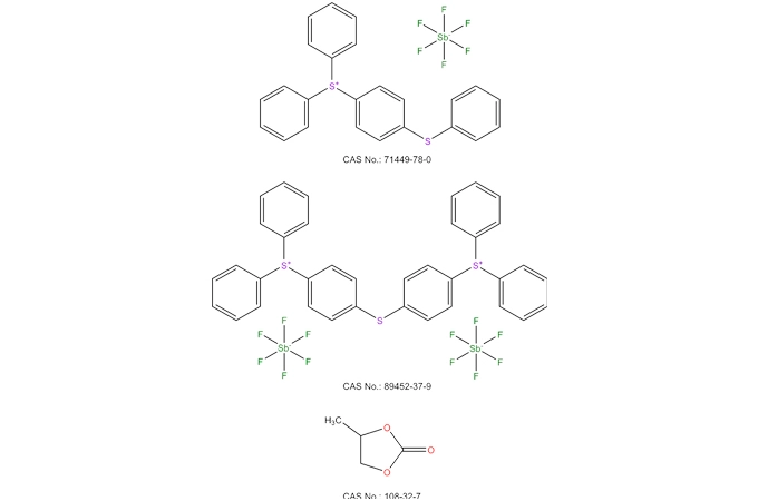 Difenil (4-feniltiyo) fenilsufonium hafluoroantimonate Bis(4-(difenilsülfonio) fenil) sülfür bis (hhexluoroantimonat) carbonate karbonat
